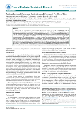 Antioxidant and Cytotoxic Activities and Chemical Profile of Five