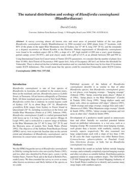 The Natural Distribution and Ecology of Blandfordia Cunninghamii (Blandfordiaceae)