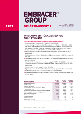 21/22 Delårsrapport 1 Org Nr