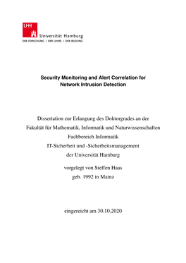 Security Monitoring and Alert Correlation for Network Intrusion Detection