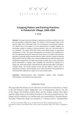 Cropping Pattern and Farming Practices in Palakurichi Village, 1918–2004 V