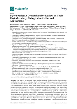 Piper Species: a Comprehensive Review on Their Phytochemistry, Biological Activities and Applications