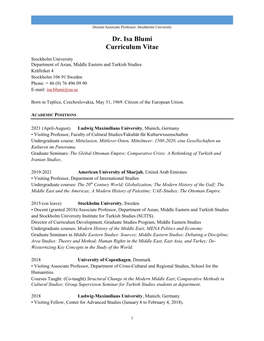 Dr. Isa Blumi Curriculum Vitae