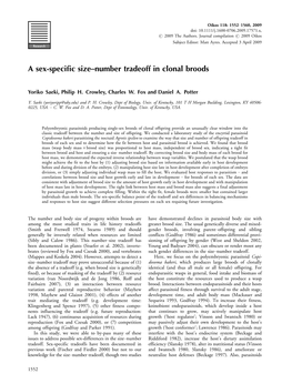 A Sex-Specific Sizeбnumber Tradeoff in Clonal Broods