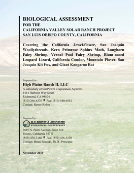 EA-1840 California Valley Solar Ranch Biological Assessment