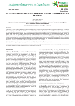 Euclea Crispa: Review of Its Botany, Ethnomedicinal Uses, and Pharmacological Properties