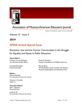 AMAE Invited Special Issue Association of Mexican American