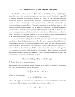 Constrained Hamiltonian Systems