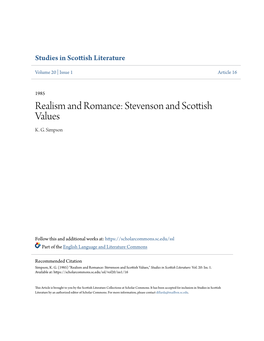 Realism and Romance: Stevenson and Scottish Values K