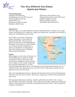 Two Very Different City-States: Sparta and Athens