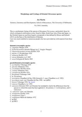 Oriental Chironomus V.February 2018 1 Morphology and Cytology Of