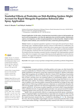 Nonlethal Effects of Pesticides on Web-Building Spiders Might Account for Rapid Mosquito Population Rebound After Spray Application