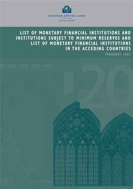 List of Monetary Financial Institutions And