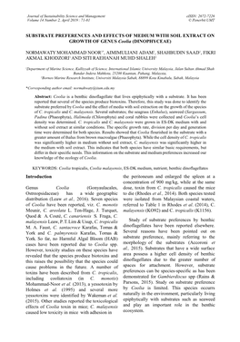 SUBSTRATE PREFERENCES and EFFECTS of MEDIUM with SOIL EXTRACT on GROWTH of GENUS Coolia (DINOPHYCEAE)