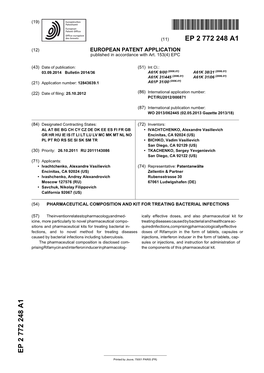 Pharmaceutical Composition and Kit for Treating Bacterial Infections