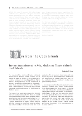 Trochus Transshipment to Atiu, Mauke and Takutea Islands, Cook Islands