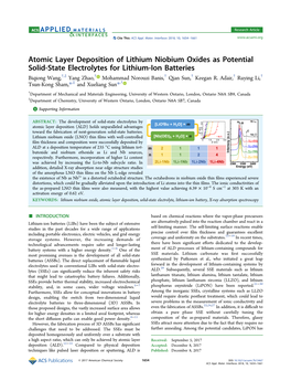 Atomic Layer Deposition of Lithium Niobium Oxides As Potential Solid