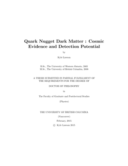 Quark Nugget Dark Matter : Cosmic Evidence and Detection Potential