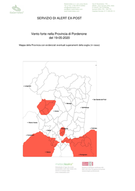 SERVIZIO DI ALERT EX-POST Vento Forte Nella Provincia Di Pordenone