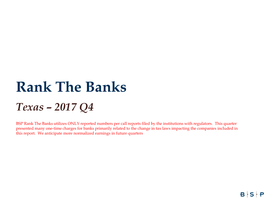 Rank the Banks Texas – 2017 Q4