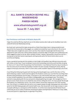 All Saints Church Boyne Hill Maidenhead Parish News