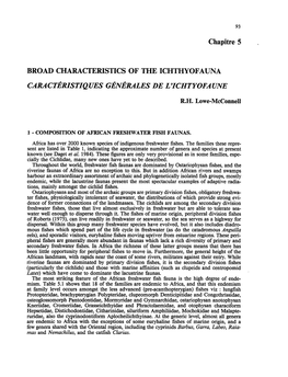 Broad Characteristics of the Ichthyofauna = Caractéristiques