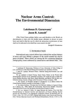 Nuclear Arms Control: the Environmental Dimension