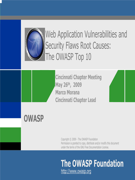 The OWASP Foundation OWASP Web Application Vulnerabilities And