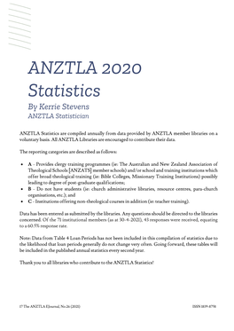 ANZTLA 2020 Statistics by Kerrie Stevens ANZTLA Statistician