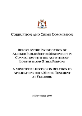 Report on the Investigation of Alleged Public Sector Misconduct in Connection with the Activities of Lobbyists and Other Persons