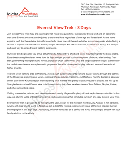Everest View Trek - 8 Days