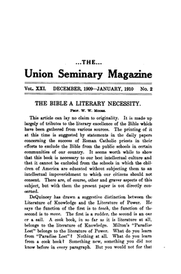 Union Seminary Magazine Vol