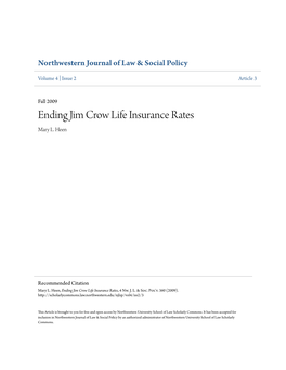 Ending Jim Crow Life Insurance Rates Mary L