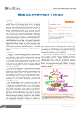 Silent Synapse Activation in Epilepsy