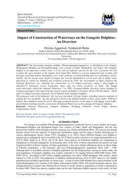 Impact of Construction of Waterways on the Gangetic Dolphins: an Overview