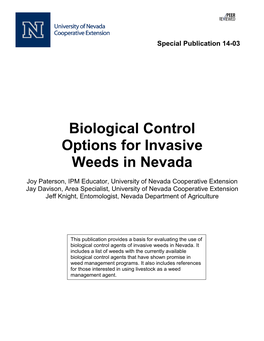 Biological Control Options for Invasive Weeds in Nevada