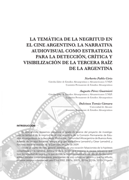 Pdf La Temática De La Negritud En El Cine Argentino. La Narrativa