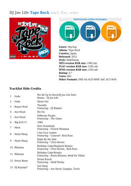 DJ Joe Life Tape Rock Mp3, Flac, Wma