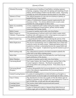 Glossary of Terms Absentee Processing the Administrative