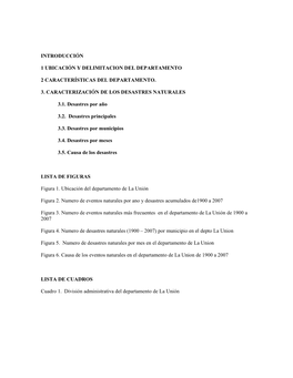 Introducción 1 Ubicación Y Delimitacion Del Departamento 2 Características Del Departamento. 3. Caracterización De Los Desas