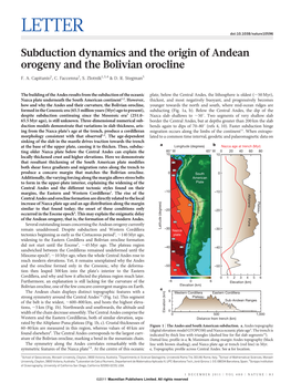 Subduction Dynamics and the Origin of Andean Orogeny and the Bolivian Orocline