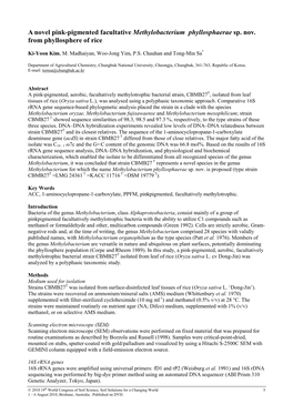 A Novel Pink-Pigmented Facultative Methylobacterium Phyllosphaerae