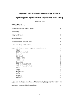 Final Report from the Hydrologic and Hydraulic GIS Applications