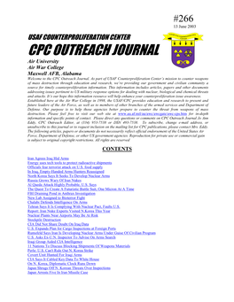 USAF Counterproliferation Center CPC Outreach Journal #266