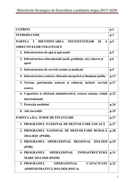 Obiectivele Strategice De Dezvoltare a Judetului Arges 2017-2020