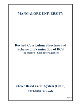 MANGALORE UNIVERSITY Revised Curriculum Structure and Scheme of Examination Of