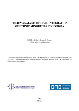Policy Analysis of Civil Integration of Ethnic Minorities in Georgia