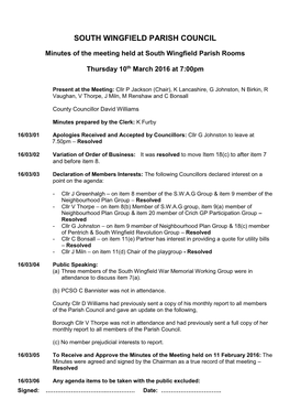 South Wingfield Parish Council