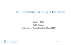 Autonomous Driving: Overview