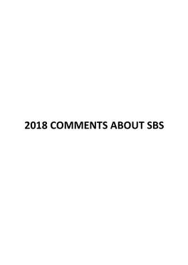 2018 Comments About Sbs